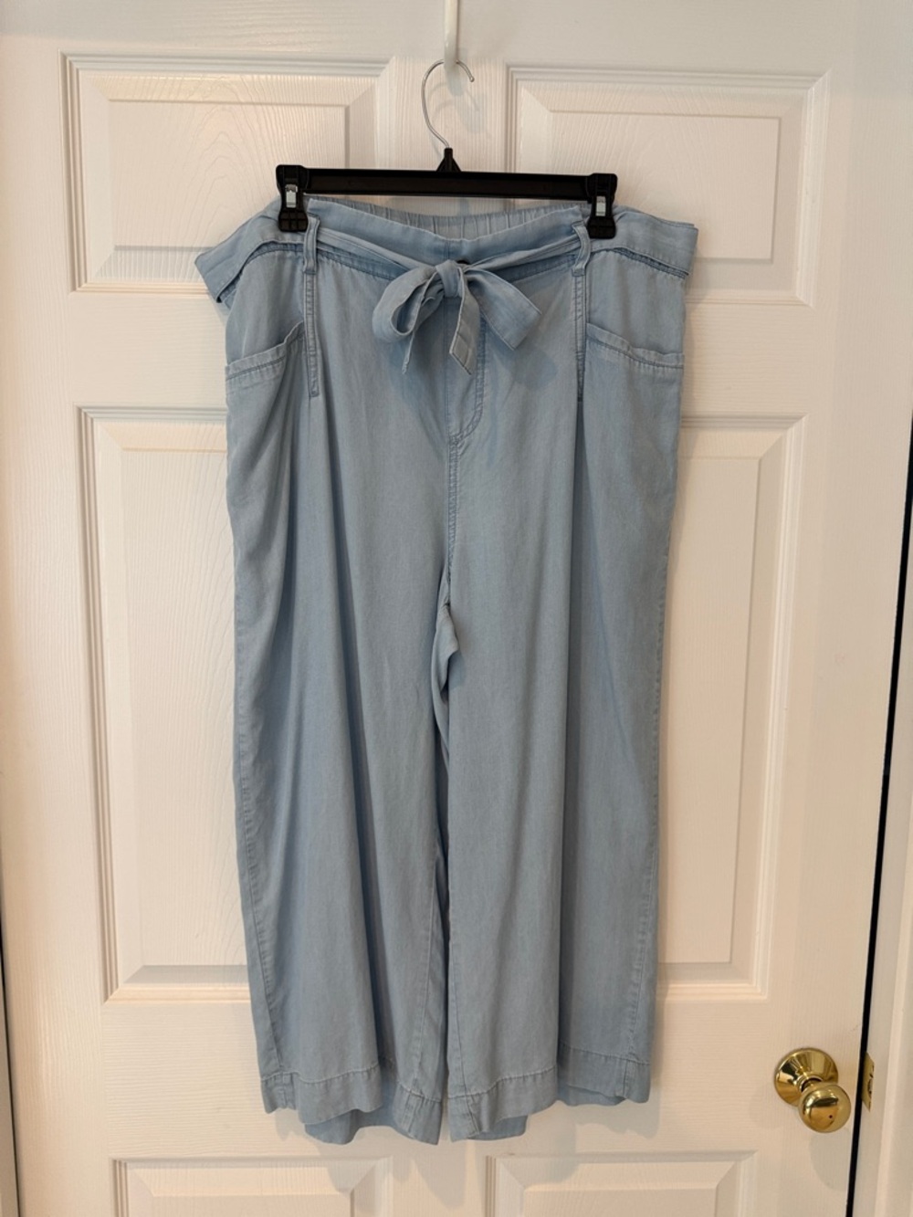 Sharagano Light Blue Wide Leg Pants with Tie Waist